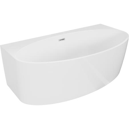Mexen Bruna baignoire îlot adossée 150 x 82 cm, blanc brillant, trop-plein chrome - 52731508200-01