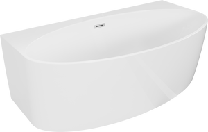 Mexen Bruna baignoire îlot adossée 150 x 82 cm, blanc brillant, trop-plein chrome - 52731508200-01