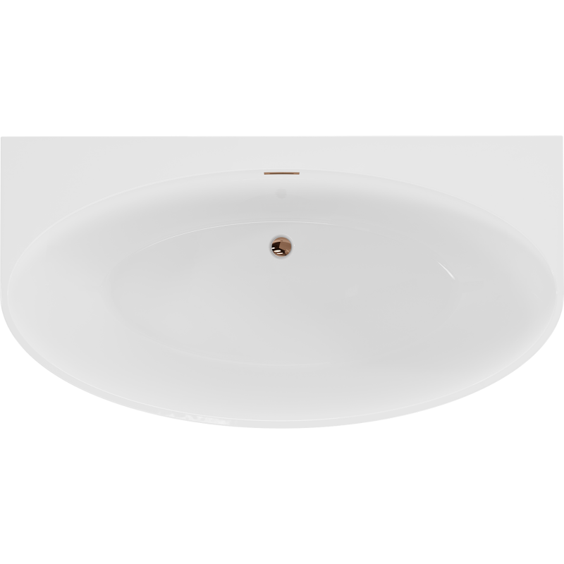 Mexen Bruna baignoire autoportante adossée 150 x 82 cm, blanc brillant, trop-plein or rose - 52731508200-60