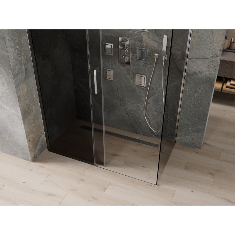Mexen Omega cabine de douche coulissante 140 x 80 cm, graphite, chrome - 825-140-080-01-40