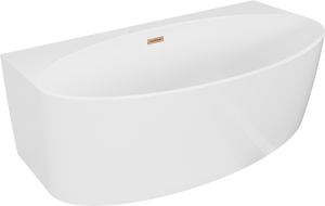 Mexen Bruna baignoire îlot adossée 150 x 82 cm, blanc brillant, trop-plein cuivre brossé - 52731508200-65