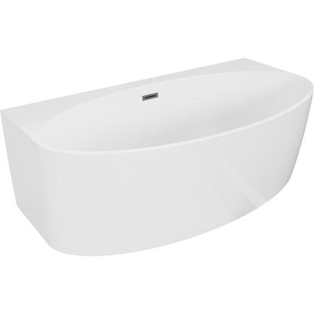 Mexen Bruna baignoire autoportante murale 150 x 82 cm, blanc brillant, trop-plein gun gray brossé - 52731508200-66
