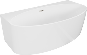 Mexen Bruna baignoire îlot adossée 150 x 82 cm, blanc brillant, trop-plein nickel brossé - 52731508200-97