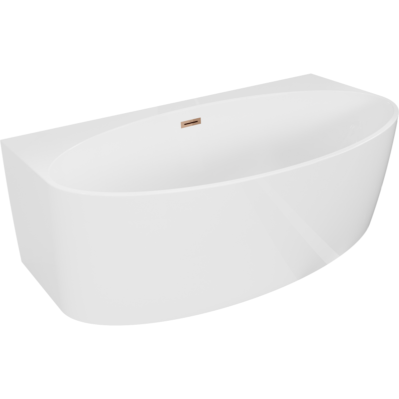 Mexen Bruna baignoire autoportante murale 170 x 88 cm, blanc brillant, trop-plein or rose - 52731708800-60