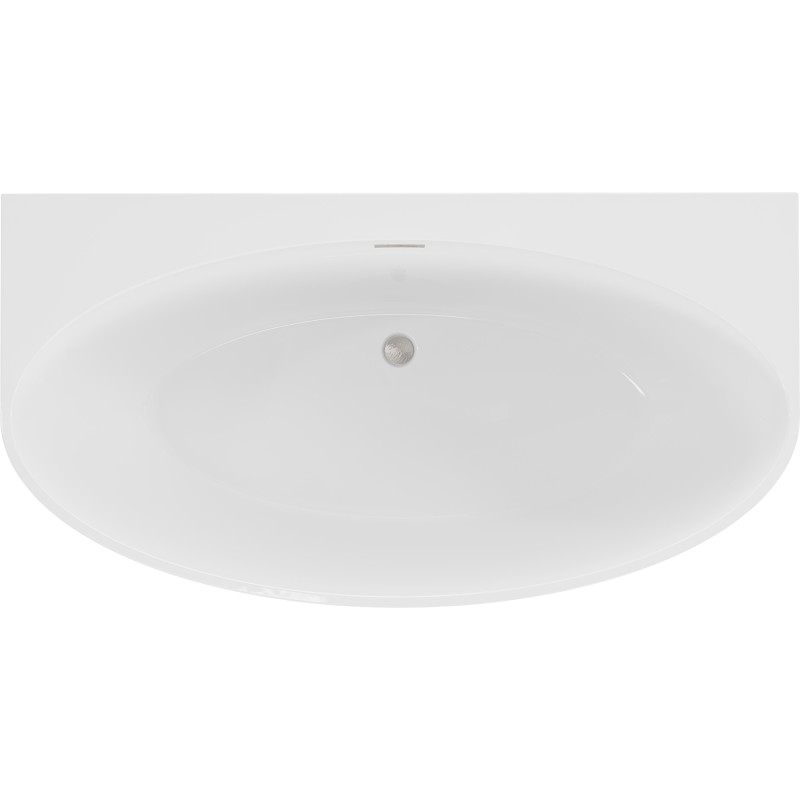 Mexen Bruna baignoire autoportante adossée 170 x 88 cm, blanc brillant, trop-plein nickel brossé - 52731708800-97