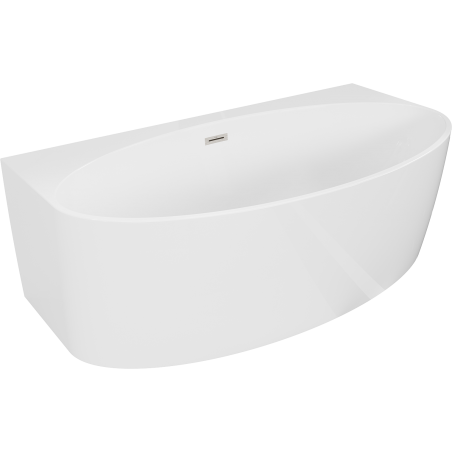 Mexen Bruna baignoire autoportante adossée 170 x 88 cm, blanc brillant, trop-plein nickel brossé - 52731708800-97