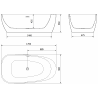 Mexen Giada baignoire autoportante 170 x 90 cm, blanc brillant, trop-plein or brossé - 52741709000-55