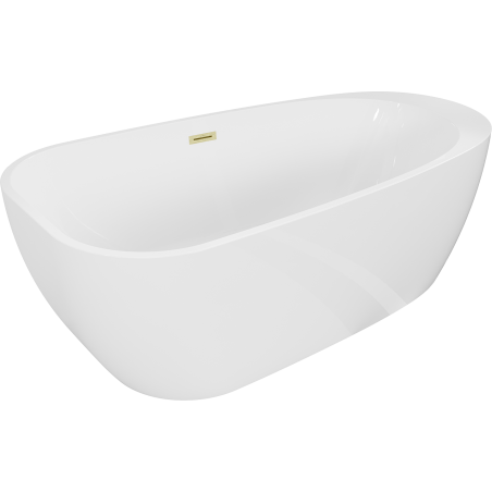 Mexen Giada baignoire autoportante 170 x 90 cm, blanc brillant, trop-plein brossé doré - 52741709000-55