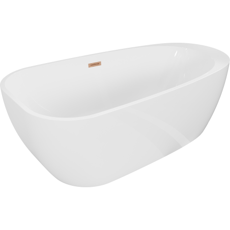 Mexen Giada baignoire autoportante 170 x 90 cm, blanc brillant, trop-plein cuivre brossé - 52741709000-65