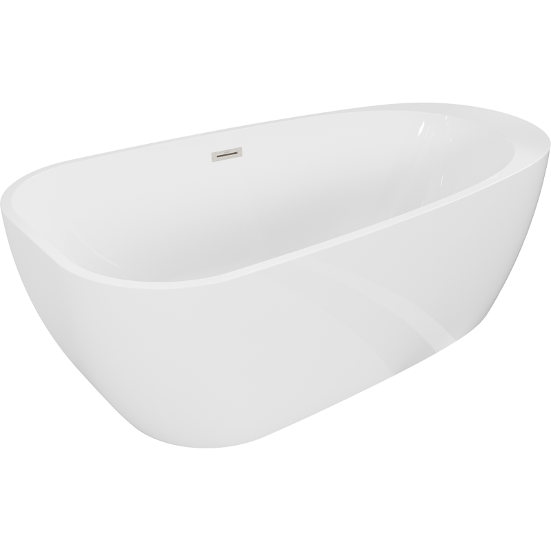 Mexen Giada baignoire autoportante 170 x 90 cm, blanc brillant, trop-plein nickel brossé - 52741709000-97