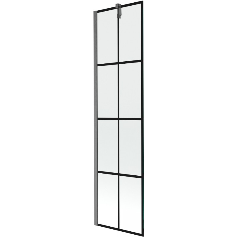 Mexen Next paroi de baignoire à 1 battant 50 x 150 cm, grille noire, gris canon brossé - 895-050-000-00-77-66