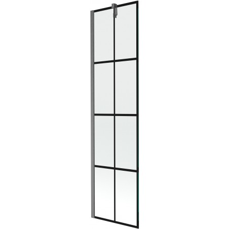 Mexen Next paroi de baignoire à 1 battant 50 x 150 cm, grille noire, gris canon brossé - 895-050-000-00-77-66