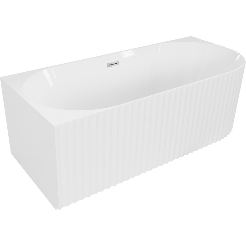 Mexen Gia baignoire îlot d'angle rainurée gauche 150 x 75 cm, blanc brillant, trop-plein chromé - 52701507500L-01