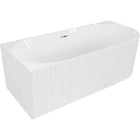 Mexen Gia baignoire îlot d'angle rainurée gauche 150 x 75 cm, blanc brillant, trop-plein chromé - 52701507500L-01