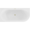 Mexen Gia baignoire îlot d'angle striée gauche 150 x 75 cm, blanc brillant, trop-plein doré brossé - 52701507500L-55