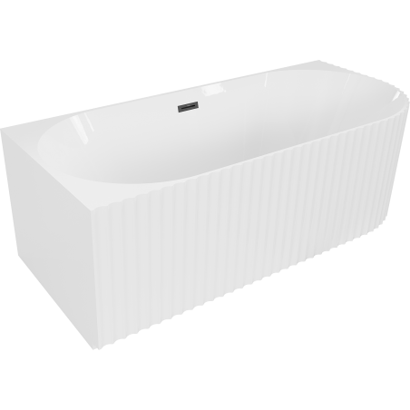 Mexen Gia baignoire îlot d'angle rainurée gauche 150 x 75 cm, blanc brillant, trop-plein noir - 52701507500L-70