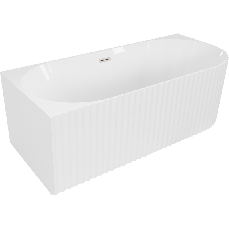 Mexen Gia baignoire autonome d'angle rainurée gauche 150 x 75 cm, blanc brillant, trop-plein en nickel brossé - 52701507500L-97