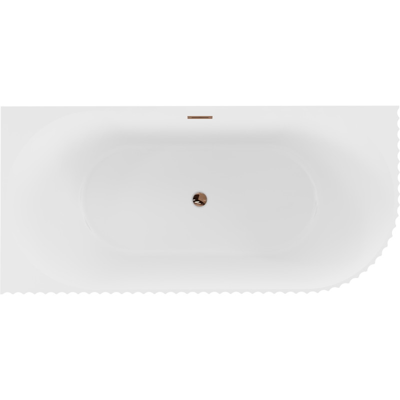 Mexen Gia baignoire îlot d'angle rainurée gauche 150 x 75 cm, blanc mat, trop-plein or rose - 52701507501L-60