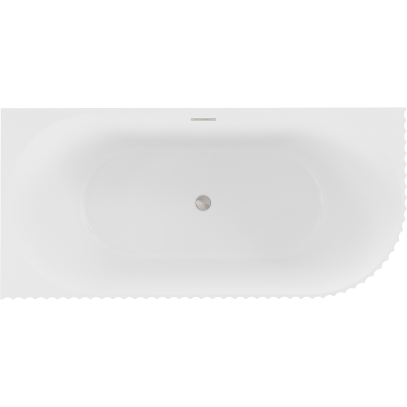 Mexen Gia baignoire autoportante d'angle rainurée gauche 150 x 75 cm, blanc mat, trop-plein nickel brossé - 52701507501L-97