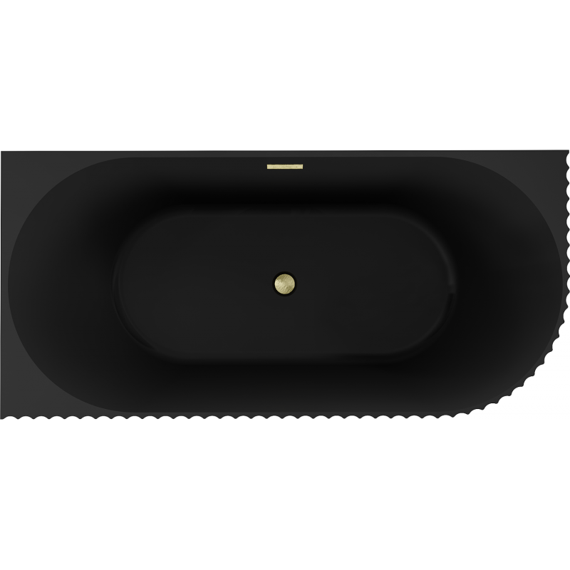 Mexen Gia baignoire autoportante d'angle rainurée gauche 150 x 75 cm, noir mat, trop-plein or brossé - 52701507571L-55