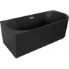 Mexen Gia baignoire autoportante d'angle cannelée gauche 150 x 75 cm, noir mat, trop-plein or brossé - 52701507571L-55