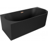 Mexen Gia baignoire autoportante d'angle rainurée gauche 150 x 75 cm, noir mat, trop-plein cuivre brossé - 52701507571L-65