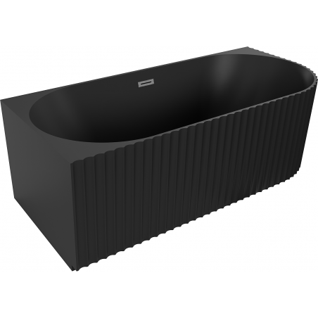 Mexen Gia baignoire autoportante d'angle gaucher rainurée 150 x 75 cm, noir mat, trop-plein gun gray brossé - 52701507571L-66