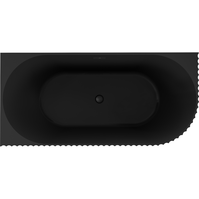 Mexen Gia baignoire autoportante d'angle rainurée gauche 150 x 75 cm, noir mat, trop-plein noir - 52701507571L-70