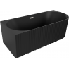 Mexen Gia baignoire îlot d'angle nervurée gauche 150 x 75 cm, noir mat, trop-plein nickel brossé - 52701507571L-97