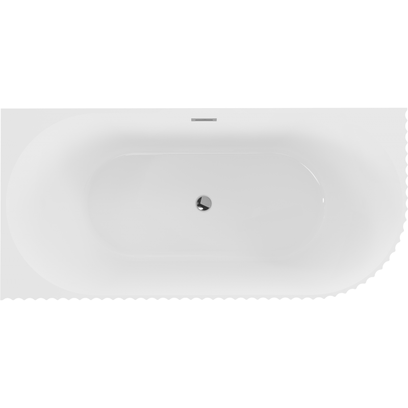 Mexen Gia baignoire autoportante d'angle rainurée gauche 170 x 80 cm, blanc brillant, trop-plein chromé - 52701708000L-01