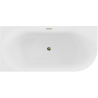 Mexen Gia baignoire autoportante d'angle cannelée gauche 170 x 80 cm, blanc brillant, trop-plein doré - 52701708000L-50