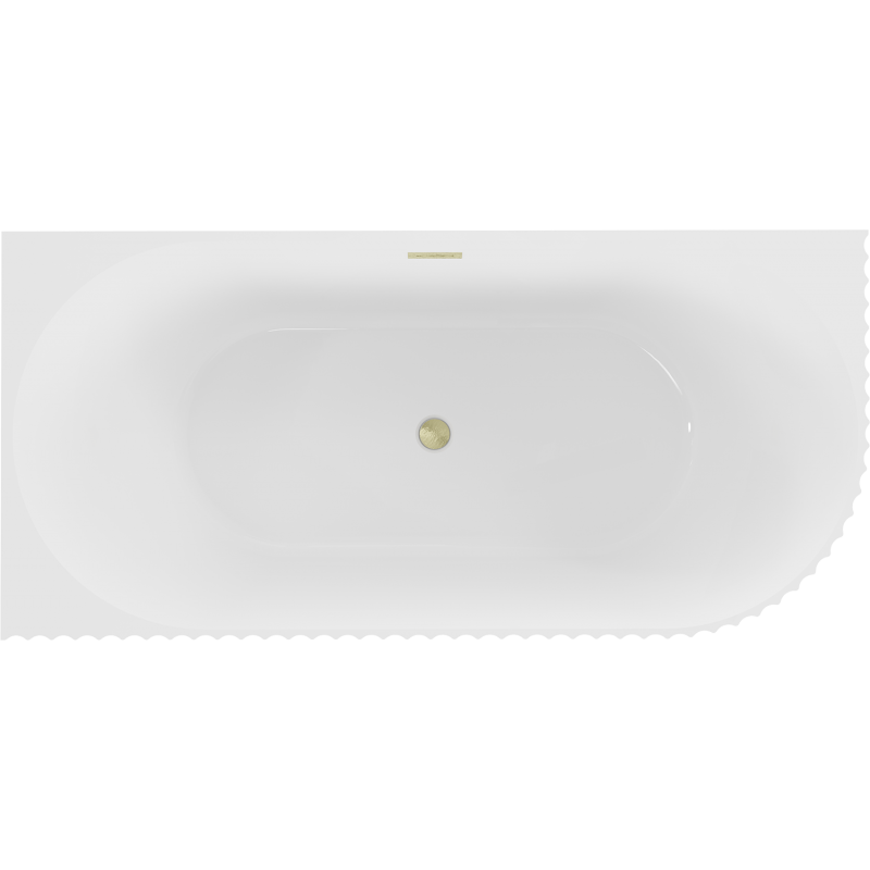 Mexen Gia baignoire autoportante d'angle rainurée gauche 170 x 80 cm, blanc brillant, trop-plein or brossé - 52701708000L-55