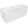 Mexen Gia baignoire autoportante d'angle rainurée gauche 170 x 80 cm, blanc brillant, trop-plein or brossé - 52701708000L-55