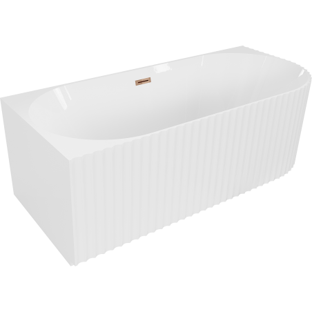 Mexen Gia baignoire îlot d'angle rainurée gauche 170 x 80 cm, blanc brillant, trop-plein or rose - 52701708000L-60