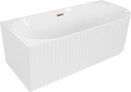 Mexen Gia baignoire îlot d'angle rainurée gauche 170 x 80 cm, blanc brillant, trop-plein or rose - 52701708000L-60