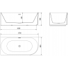 Mexen Gia baignoire îlot d'angle rainurée gauche 170 x 80 cm, blanc mat, trop-plein chromé - 52701708001L-01