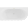 Mexen Gia baignoire autoportante d'angle rainurée gauche 170 x 80 cm, blanc mat, trop-plein doré brossé - 52701708001L-55