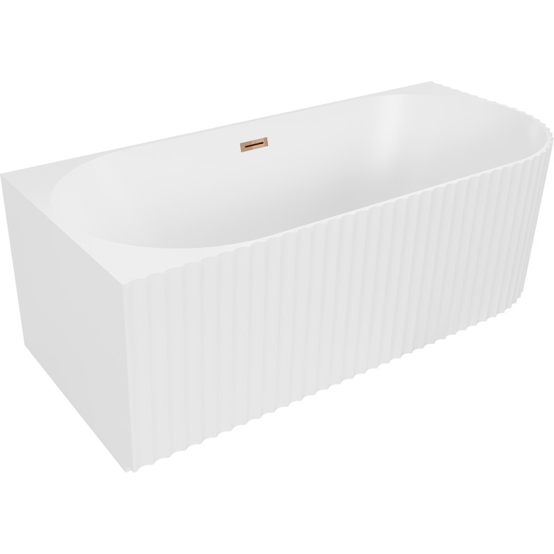 Mexen Gia baignoire autoportante d'angle rainurée gauche 170 x 80 cm, blanc mat, trop-plein or rose - 52701708001L-60