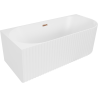 Mexen Gia baignoire autoportante d'angle cannelée gauche 170 x 80 cm, blanc mat, trop-plein or rose - 52701708001L-60