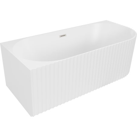Baignoire autoportante d'angle cannelée gauche Mexen Gia 170 x 80 cm, blanc mat, trop-plein nickel brossé - 52701708001L-97