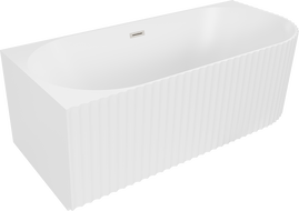 Baignoire autoportante d'angle cannelée gauche Mexen Gia 170 x 80 cm, blanc mat, trop-plein nickel brossé - 52701708001L-97