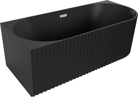 Mexen Gia baignoire îlot d'angle nervurée gauche 170 x 80 cm, noir mat, trop-plein chrome - 52701708071L-01