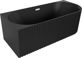 Mexen Gia baignoire autoportante d'angle rainurée gauche 170 x 80 cm, noir mat, trop-plein blanc - 52701708071L-20