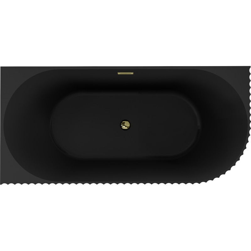 Mexen Gia baignoire autoportante d'angle rainurée gauche 170 x 80 cm, noir mat, trop-plein doré - 52701708071L-50