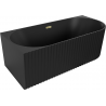 Mexen Gia baignoire autoportante d'angle rainurée gauche 170 x 80 cm, noir mat, trop-plein doré - 52701708071L-50