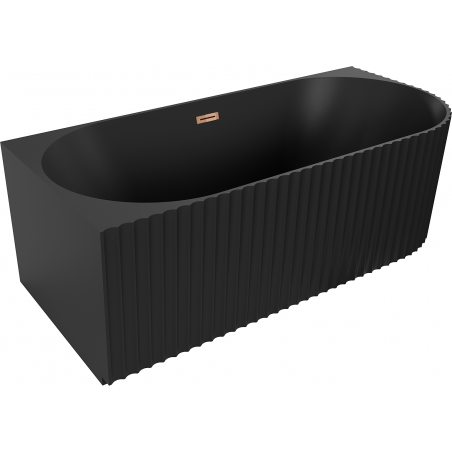 Baignoire îlot d'angle rainurée gauche Mexen Gia 170 x 80 cm, noir mat, trop-plein or rose - 52701708071L-60