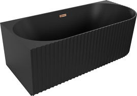 Baignoire îlot d'angle rainurée gauche Mexen Gia 170 x 80 cm, noir mat, trop-plein or rose - 52701708071L-60