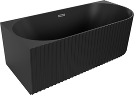 Mexen Gia baignoire îlot d'angle cannelée gauche 170 x 80 cm, noir mat, trop-plein gun gray brossé - 52701708071L-66