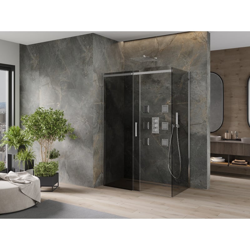 Mexen Omega cabine de douche coulissante 160 x 90 cm, graphite, chrome - 825-160-090-01-40