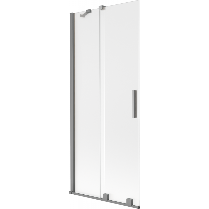 Paroi de baignoire coulissante 2 volets Mexen Velar 80 x 150 cm, givrée, métal gris - 896-080-000-31-95